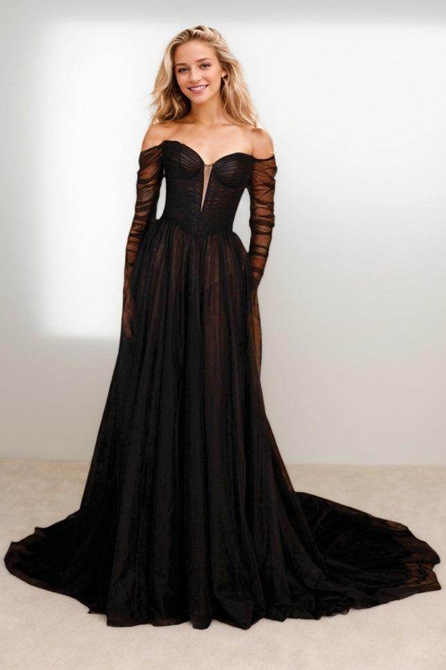 A-Line Court Train Tulle Wedding Dress CW3473 - COCOMELODY